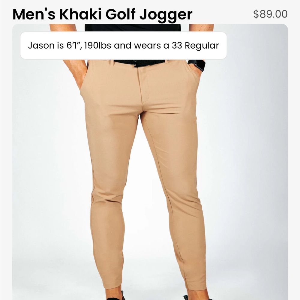 Men's Primo- Slim Fit Tan Golf Jogger Pants